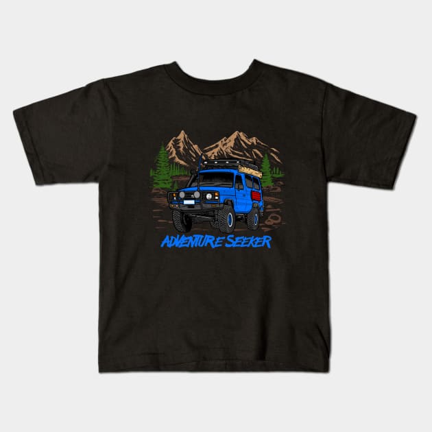 Land Cruiser Adventure Seeker - Blue Kids T-Shirt by 4x4 Sketch